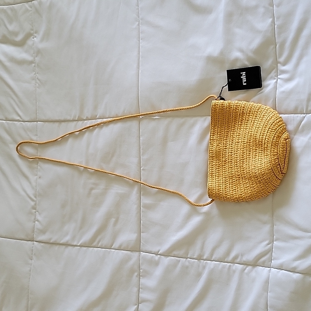 Mustard colored mini shoulder purse